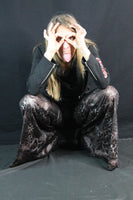 BURGUNDY CHEETAH MESH PANTS 5046