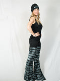 Blue Gray Ruffle Striped Pants