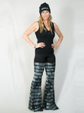 Blue Gray Ruffle Striped Pants