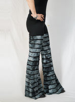 Blue Gray Ruffle Striped Pants