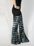 Blue Gray Ruffle Striped Pants