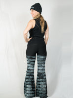 Blue Gray Ruffle Striped Pants