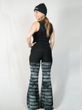 Blue Gray Ruffle Striped Pants