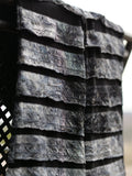 Blue Gray Ruffle Striped Pants